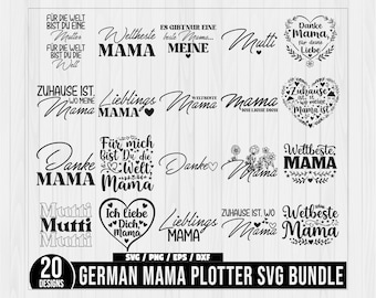 German Mama Plotter Svg Bundle, Beste Mama SVG, Alles Liebe Muttertag, German sayings svg, Mother's Day - Gift Mom, Liebling Heart SVG