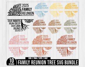 Pacchetto SVG Family Reunion Tree 2025, Family Reunion Tree png, Our Roots Run Deep png, Family Reunion, Design maglietta Family Reunion