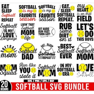 Softball SVG Bundle, Softball Schnürsenkel SVG, Softball Papa SVG, Softball Maskottchen svg, Softball Shirt, Softball Mom, Team Vorlage, Team Logo