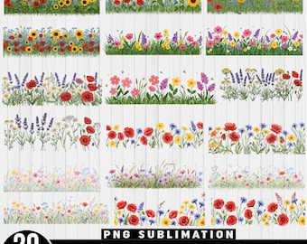Pacchetto Png Fiori Selvatici, Clipart Fiori Selvatici, Oho Fiori Selvatici Png, Download Istantaneo, Fiori Png, Immagini Natura Fiori Selvatici, Design Sublimazione
