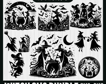 Witch Bundle Svg, Halloween Svg, Halloween Witch Svg, Witch Clipart, Witch Cut Files For Cricut, Witch Silhouette, WITCH SVG