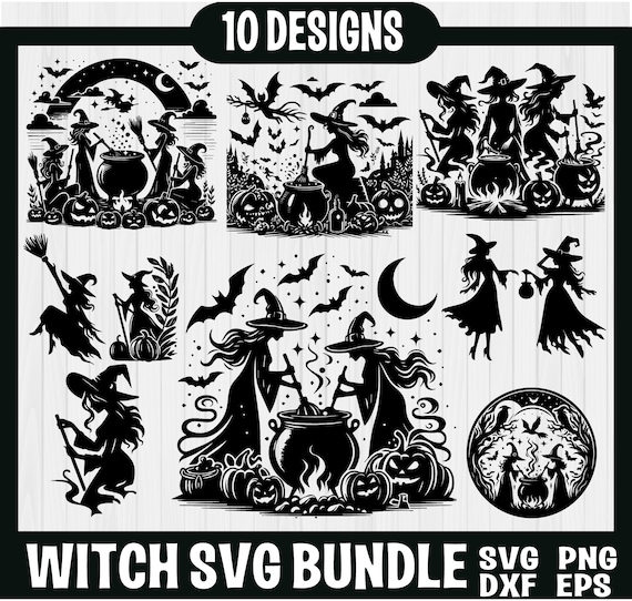 Witch Bundle Svg, Halloween Svg, Halloween Witch Svg, Witch Clipart, Witch Cut Files For Cricut, Witch Silhouette, WITCH SVG