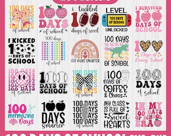 100 Days of School SVG Bundle, Back to school svg, Happy 100 Days of School, 100 Days Brighter Svg, School Shirt SVG, 100 Days of school png