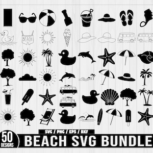 Beach Svg Bundle, Beach Clipart Svg Bundle, Summer Svg, Tropical Svg, Cut File For Cricut, Silhouette, Png, Palm Tree Svg, Beach Life Svg