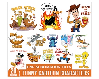 Funny Characters Cartoon png, Funny Cartoon Characters Png Bundle, Hilarious Cartoon Quotes Png, Cartoon Humor Designs, Funny Characters