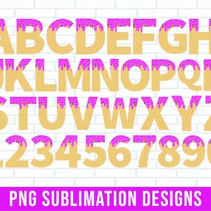 Ice Cream Alphabet And Numbers PNG Bundle, Alphabet Doodle, Sublimation Alpha Set,  Summer Doodle letters, Ice Cream Font, Cream Sublimation