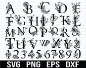 Floral Alphabet SVG, Monogram Letter A-Z, Floral Numbers Svg, Floral Letter Svg, Botanical Alphabet, Flower Alphabet svg, Floral initials