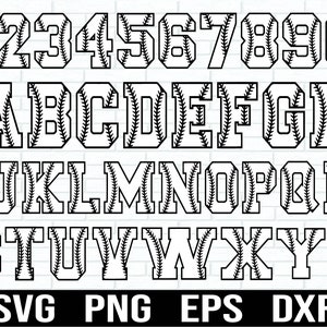 Baseball Font Svg, Baseball Team Svg, Baseball Mom Svg, Softball Svg, College Alphabet, Varsity Letters, Baseball alphabet with stitches Svg