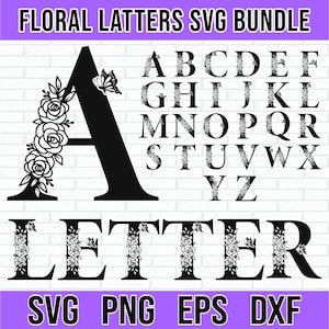 Letras de mariposa floral svg, letra monograma A-Z, alfabeto floral svg, letra floral svg, alfabeto floral rosa, marco monograma svg