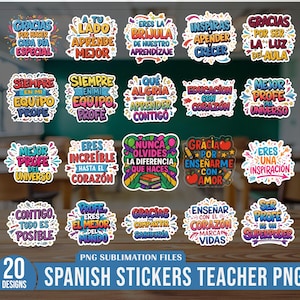 Pegatinas para profesores de español (Png), paquete de pegatinas para profesores de español, regalo de agradecimiento para profesores.