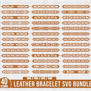 Bundle Svg de bracelet en cuir, Svg de bracelets en cuir, fichier de bracelet pour Cricut, bracelet découpé au laser, simili cuir Svg, bracelet Svg, découpé au laser