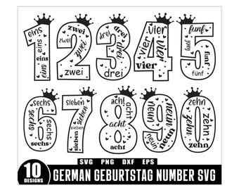 German Birthday SVG Bundle, Kind German Geburtstag Number Svg Bundle, plotterdateirunder geburtstag, plotter svg, German Birthday Numbers