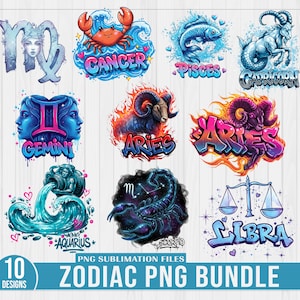 Sternzeichen png Bundle, Sternzeichen Sublimation Design, Horoskop png, Horoskop Bundle png, animierte Sternzeichen png, Horoskop png