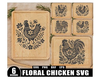Chicken Charcuterie Board SVG Bundle, Cutting Board, Charcuterie Designs, Chicks Cutting Board Digital File, Cheese Board Design