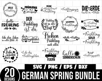 Frühling SVG Bundle, Deutsche Frühlingssprüche, Frühling SVG, Frühlingszitate Deutsch, Frühlingsshirt Svg,Plotterdatei Frühling,Plotterpaket