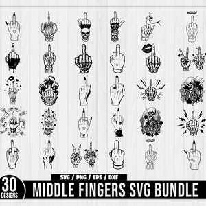 Middle Finger Svg Bundle, Middle Finger Clipart, Finger Sign Svg, Middle Finger Cut File For Circut, Skeleton Middle Finger Svg, Middle svg