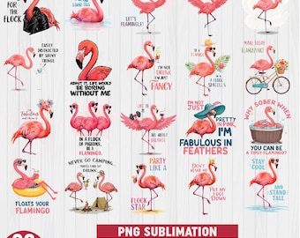 Funny Flamingo Png Bundle, Animal Lover, Flamingo Quotes, Funny Png, Flamingo Shirt, Flaming Clipart PNG, Sarcastic Flamingo