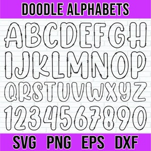 Doodle lettertype Svg, lege transparante Doodle Letters, Doodle brieven SVG, Doodle lettertype Png, Doodle alfabet Svg, Doodle lege transparante lettertype