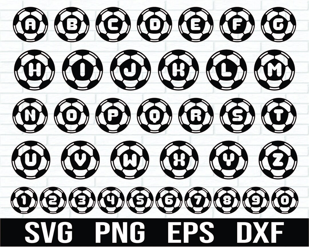 Soccer Ball Alphabets and Numbers SVG Soccer Svg Soccer Mom Etsy