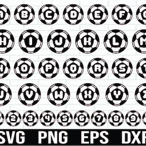 Soccer Ball Alphabets and Numbers SVG, Soccer svg, soccer mom svg, soccer ball svg, football svg, football font, sports font, sport letters
