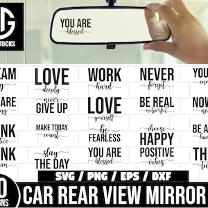 Pacchetto di frasi positive per specchietto retrovisore auto SVG, SVG motivazionale, citazioni di amor proprio SVG, frasi per specchietto retrovisore auto SVG, decalcomania per auto SVG