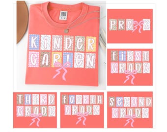 Preppy Back To School png-bundel, bloemencoquette roze strik png, eerste schooldag png, Preppy school png, schoolbundel, 1e 2d 3d 4e