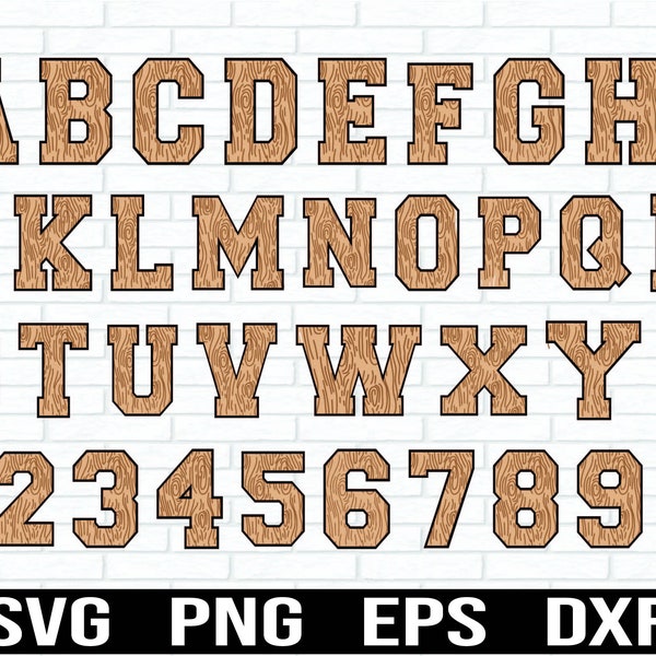 Wood alphabet svg, Plank Alphabet Svg, Wood Font Letters and Numbers, Wood Wooden Alphabet Number Letter Font SVG