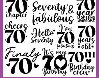 70th Birthday SVG Bundle, Happy Birthday Svg, Birthday Shirt Svg, Birthday Clipart, Seventy Birthday Svg, Instant Download
