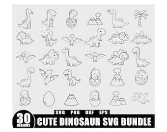 Cute Dinosaur Svg Bundle, Cute Dino Svg, Kids Dinosaur Svg, T-rex Svg, Dinosaur Clipart, Dinosaur Silhouette Svg, Dinosaur SVG Cut Files