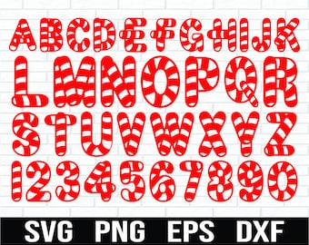 Candy Cane Alphabet and numbers svg bundle, layer font candy svg, candy letters svg, candy font svg, candy alphabet svg, candy cane letters