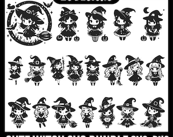 かわいい魔女 SVG バンドル | 魔術 SVG | 魔法 SVG | 天体 SVG | 月 SVG | 神秘的な SVG ウィッカ SVG ゴシック SVG 魔女 SVG | SVG ファイル