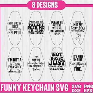 Grappige sleutelhanger Svg BUNDEL, schattige motel sleutelhanger lasergesneden bestand, retro sleutelhanger Svg, cadeau voor haar, Glowforge Svg, digitale download