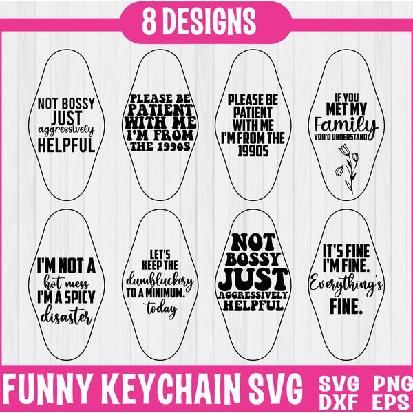 Funny Keychain Svg BUNDLE, Cute Motel Keychain Laser Cut file, Retro Key Chain Svg, Gift for Her, Glowforge Svg, Digital Download