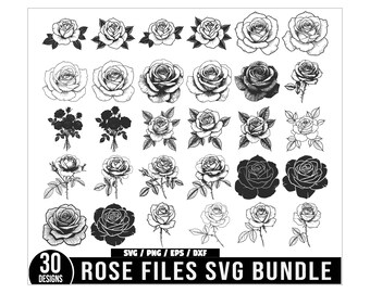 Vintage Rose Svg, Rose svg Bundle, Rose svg, Roses svg, Flowers svg, Rose Clipart, Rose svg, Flower svg, Flower Clipart, Floral svg