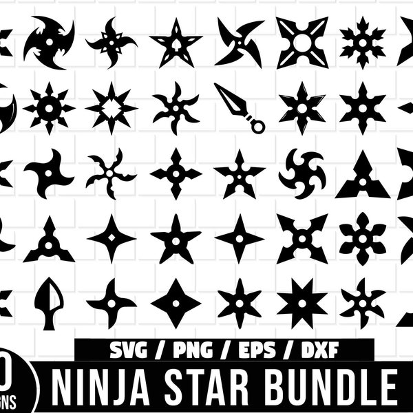 Bundle SVG étoile Ninja, Shuriken Svg, lancer étoile SVG, SVG Ninja, Silhouette étoile Ninja, Clipart Ninja, Clipart étoiles Ninja