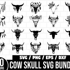 Paquete SVG de cráneo de vaca, cráneo de vaca con plumas SVG, suroeste svg, Boho svg, plumas svg, cráneo svg, cráneo de cuerno largo svg, cráneo de flores svg