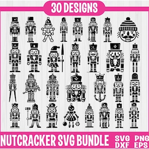 Pacote de quebra-nozes Svg, Silhueta de quebra-nozes de Natal, Clipart de quebra-nozes, Arquivos de corte de quebra-nozes para Cricut