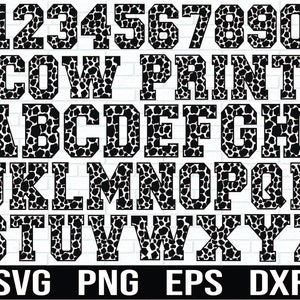Cow Print Letters and Numbers Svg, Cow Animal Print SVG, Cow Letters Svg, Cow Pattern svg files, Cow Letters SVG, Alphabet svg,Cow Skin Font