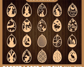 Easter Laser Cut Svg Bundle, Easter Floral Eggs Svg, Bunny Ornaments Svg,Easter Laser Cut svg files, Easter Hanger svg, Egg Tags Svg