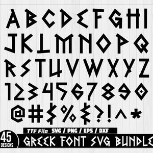 Paquete de fuentes griegas SVG, alfabeto griego SVG, fuente griega TTF, letras griegas, números griegos, fuente TTF, fuente de silueta, alfabeto SVG