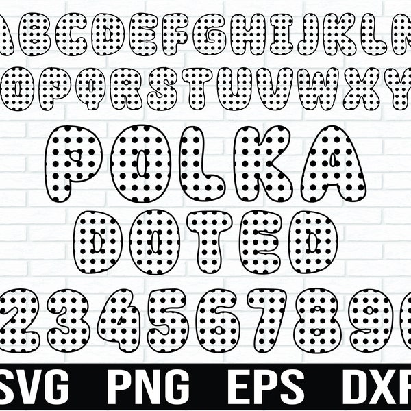 Polka Dots Alphabet and Numbers SVG Bundle, Polka Dot Letters, Polka Dot Alphabet, Polka Dots svg, Monogram SVG