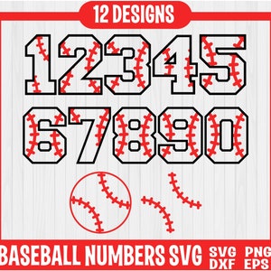 Baseball Numbers, Baseball svg, Baseball Stitch, Baseball font svg, Baseball Themed Numbers, Numbers that look like baseballs