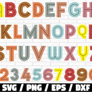 Center Line Alphabet and number svg, Block Doodle Letters Boho Colors, Hand Drawn alphabet, Center Line Scribble letters