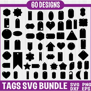 Tags SVG Bundle, Tags PNG Bundle, Tags Clipart, Tags SVG Cut Files For Cricut, Banner Svg, Shapes Svg, Gift tag svg, Borders and frames svg