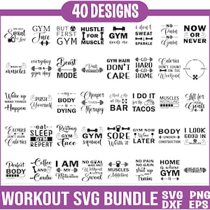 Workout-Svg-Bundle, Gym Motivation SVG-Bundle, Gym Zitate, Hustle svg, lustiges Training, Gym Cut File, Gym Zitate, Gymnastik svg, Fitness, Übung