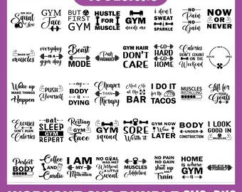 Workout Svg Bundle, Gym Motivation SVG Bundle, gym quotes ,hustle svg,funny workout , gym cut file,Gym Quotes, gym svg, fitness, exercise