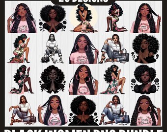 Black Boss Lady Bundle Png, Black Girl Boss Clipart, Black Boss Lady, Black Afro Lady PNG, Girl Boss Bundle PNG, Black Woman Clipart png