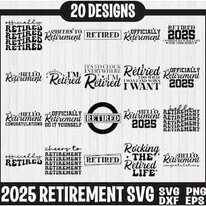 Retraite Svg Bundle, retraité 2025, officiellement retraité 2025 svg, svg bonne retraite, retraite retraite svg, que le voyage commence svg