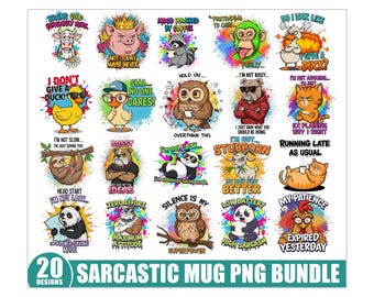 20 Funny Sarcastic Coffee Mug Png Bundle, Funny Quotes Mug, Funny Mug Design, Coffee Lover Mug, Funny Cow Mug Print, Sarcastic Quotes Png