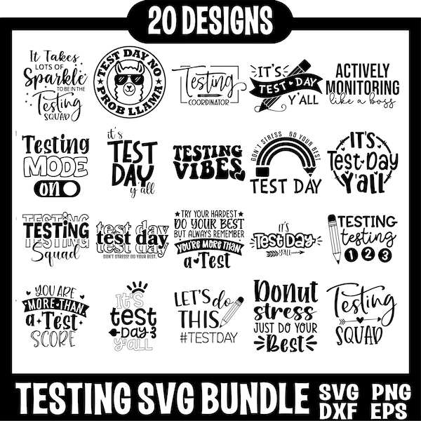 Testing Svg Bundle, Testing Testing 1 2 3, Test Day Svg, Testing Svg, Teacher Svg, Funny, Testing Coordinator Shirt Svg, Test Day Yall Svg